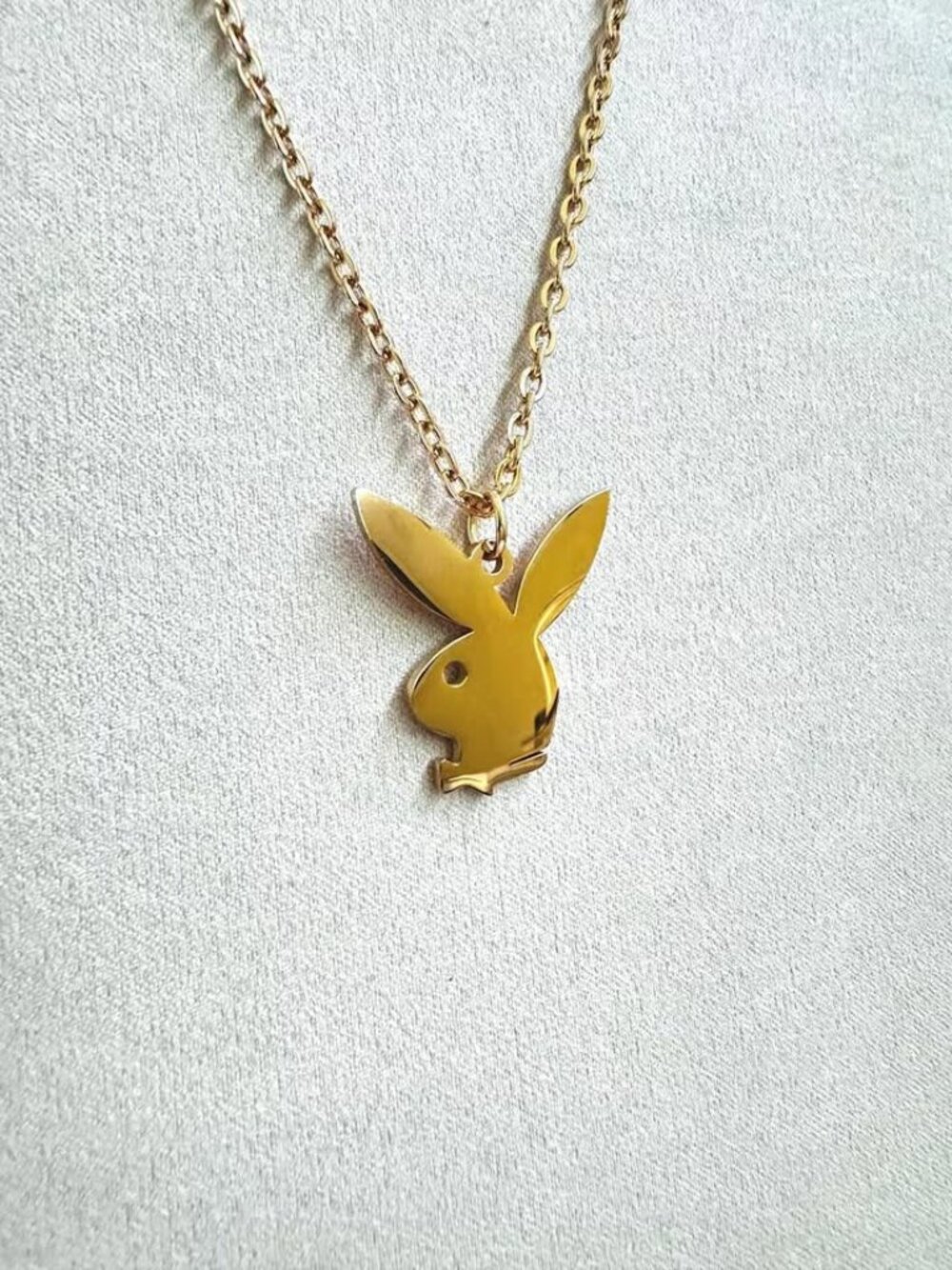 Gold Playboy Necklace - 22" Chain - Gold Plated - Unisex - Y2K - Tarnish Free